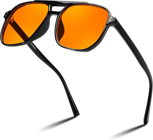 FEISEDY Amber Blue Light Glasses for Computer Gaming Anti Eyestrain Sleep Glasses G2835