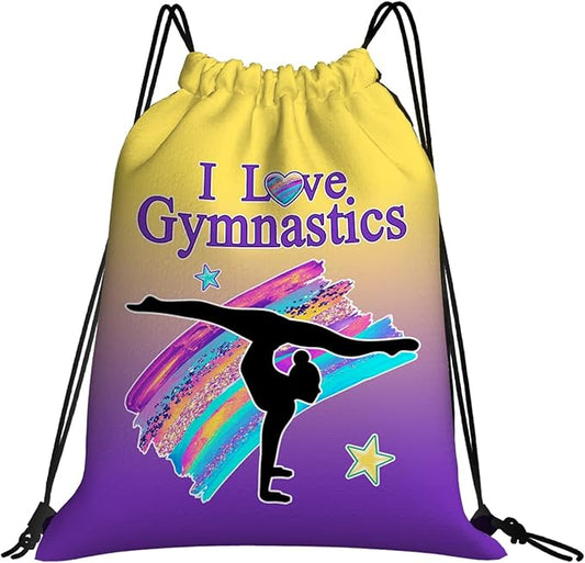 Gymnastics Drawstring Bags For Women Gymnast Drawstring Backpack Water Resistant String Bag Sports Gym Bag