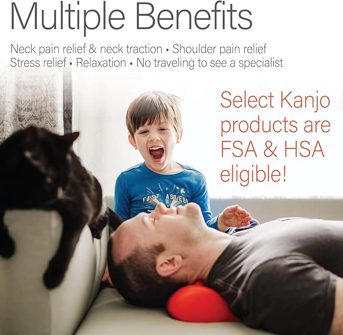 Kanjo Acupressure Neck Pain Relief Pillow | Cervical Traction Device & Acupressure Cushion for Muscle Tension & Relaxation | Helps Relieve Neck & Shoulder Pain | Orange