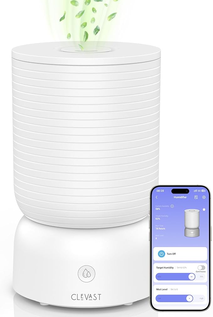 CLEVAST Smart Humidifiers for Bedroom, 1 Gal/4L Cool Mist Top Fill Humidifier with Essential Oil Diffuser, Quiet Operation for Baby Nursery, Home, Office, Large Room, Works with Alexa/Google Assistant