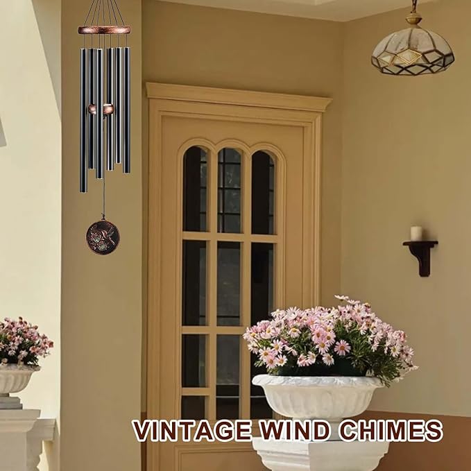Wind Chimes for Outside, Vintage Hummingbird Deep Tone Wind Chime Outdoor Clearance, Patio Porch Balcony Decoration, Garden Hanging Decor Gifts for Women Mom Grandma (32" Hummingbird)