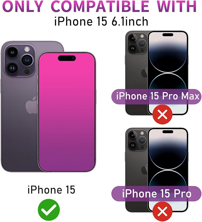 2Pack Gradient Tempered Glass for iPhone 15 Privacy Screen Protector for iPhone15 6.1inch Anti Spy Anti Blue Light Eye Protection HD Ultra Clear Anti-Scratch Bubble Free