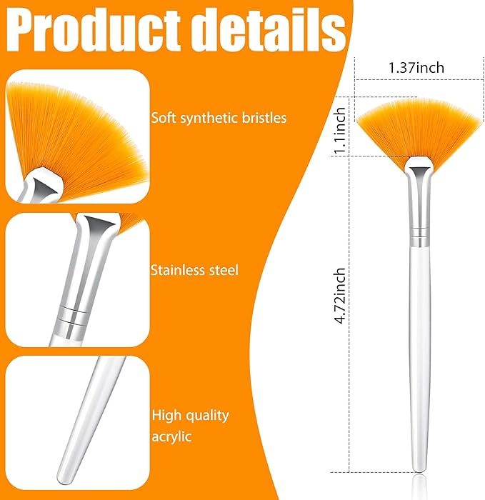 Patelai 14 Pieces Fan Brushes Applicator, Mask Brushes for Facial Makeup Tools for Face Cosmetic(Yellow)