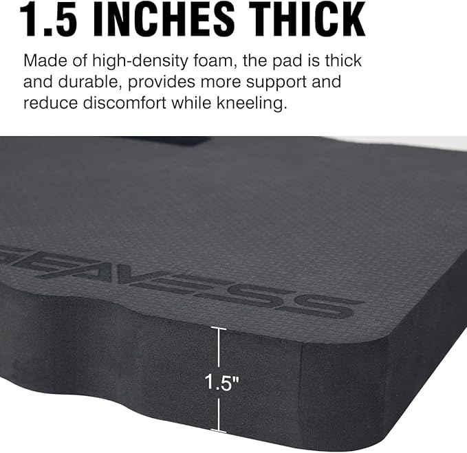 1.5" Extra Thick Garden Kneeling Pad with Handle – EVA Foam Knee Cushion Mat for Gardening, Mechanic Work, Bathing Baby, Exercise (18" x 11" x 1.5", Black)