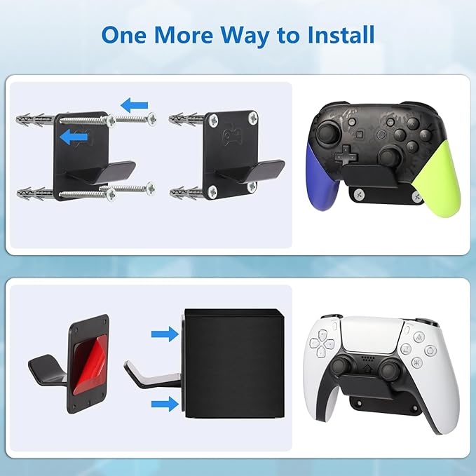 Controller Holders Wall Mount 3 Pack Wall Stands With Non-Slip Pads, Premium Headphone Mount for Controllers and Headsets, Black, YCKJ-WM-01