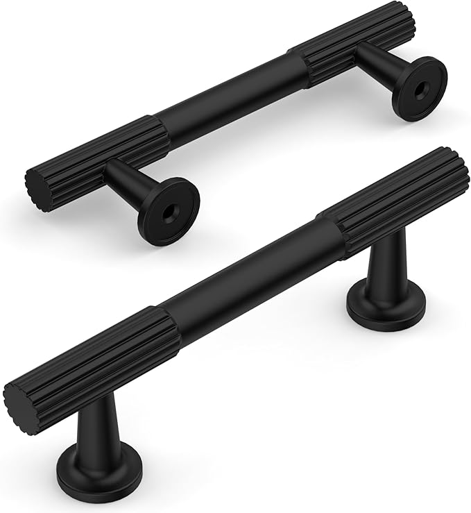 Amerdeco 10 Pack Matte Black Cabinet Pulls 3 Inch(76MM) Hole Centers Kitchen Cabinet Handles Hardware Kitchen Handles for Cabinets Cupboard Handles Drawer Pulls ZH0071