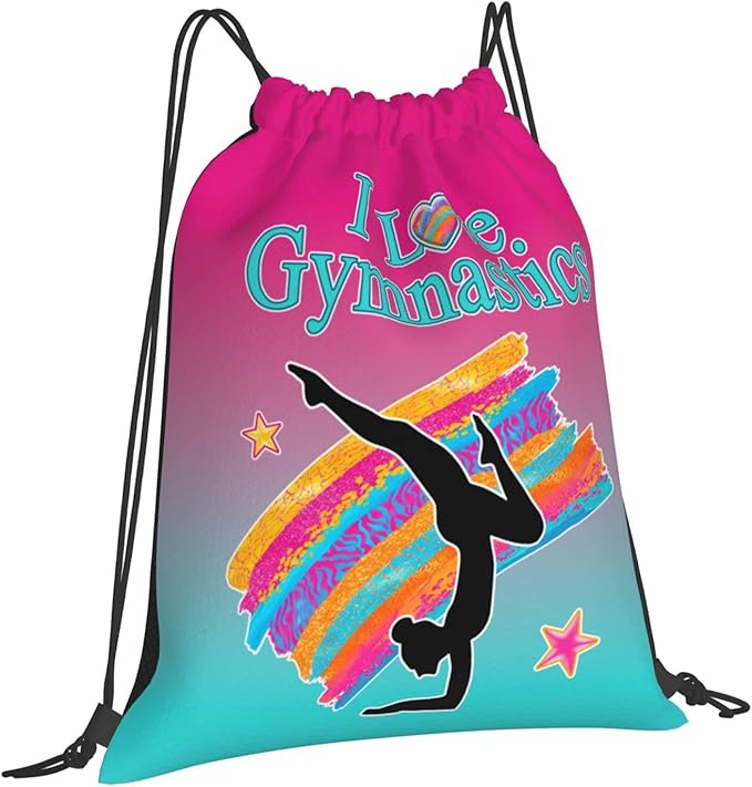 Gymnastics Drawstring Bags For Women Gymnast Drawstring Backpack Water Resistant String Bag Sports Gym Bag