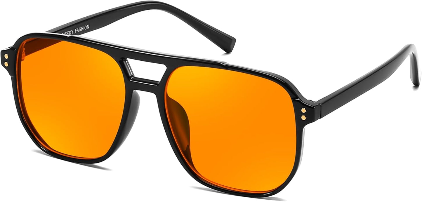 FEISEDY Amber Blue Light Glasses for Computer Gaming Anti Eyestrain Sleep Glasses G2835