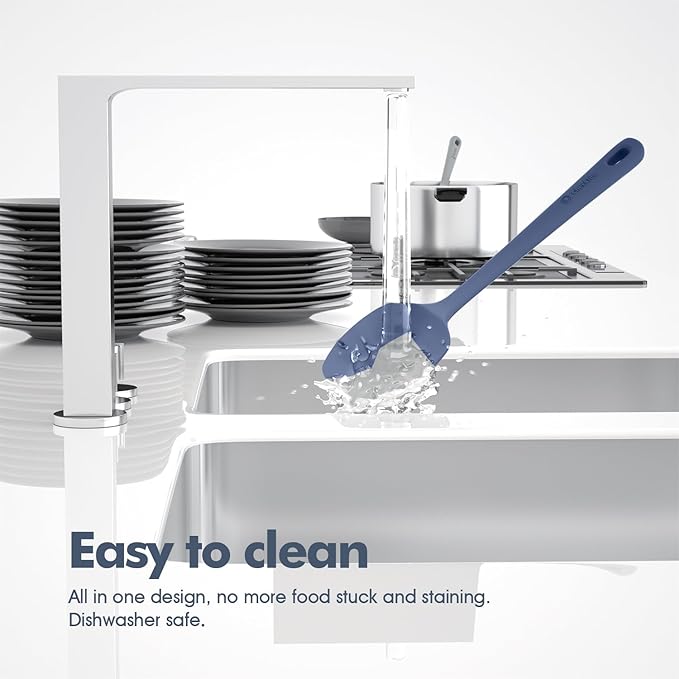 5 Pieces Silicone Spatula Set, Food Grade Rubber Spatula, Upgrade Strong Handle with Ergonomic Grip, Heat Resistant Up to 600°F for Nonstick Cookware, Cooking Blue