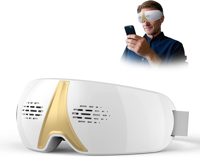 Eye Massager with Heat & Vibration, Upgraded Heated Eye Massager with Acupressure, Music, Voice Prompts, Vision Window, Smart Eye Care Birthday Gifts for Mom Dad Friend Women Men