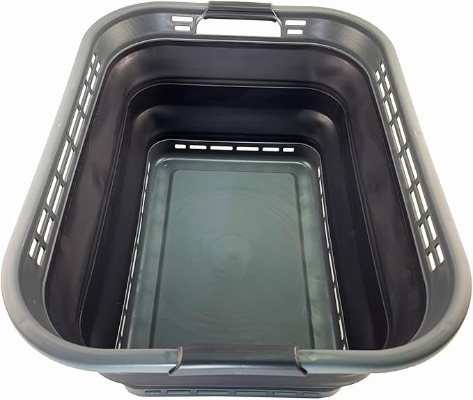 SAMMART 42L (11 Gallons) Collapsible Plastic Laundry Basket - Foldable Pop Up Storage Container/Organizer - Portable Washing Tub - Space Saving Hamper/Basket [BPA Free] (Grey/Nive Iron)