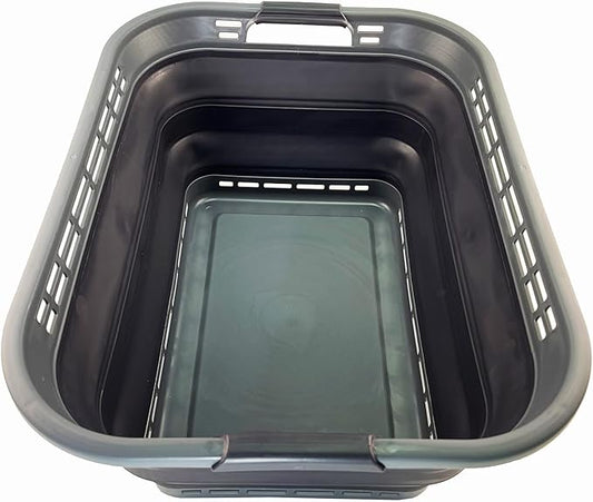 SAMMART 42L (11 Gallons) Collapsible Plastic Laundry Basket - Foldable Pop Up Storage Container/Organizer - Portable Washing Tub - Space Saving Hamper/Basket [BPA Free] (Grey/Nive Iron)