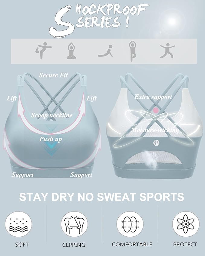 RUNNING GIRL Sports Bras for Women,Padded Sports Bra Tank Top Sexy Crisscross Back High Impact Longline Workout Yoga Bra