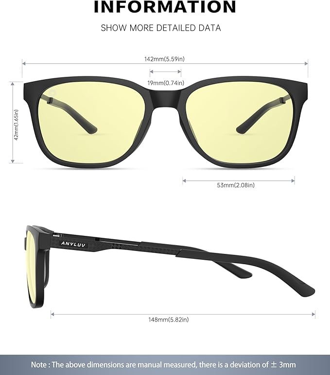 ANYLUV Blue Light Glasses for Men, Computer Gaming Glasses men, Stylish Anti Eyestrain Blue Light Blocking Glasses Men