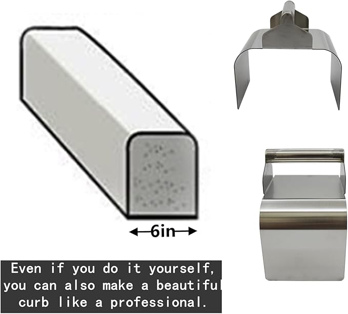 Landscape Curb Trowel Edger, Curb It Yourself, Curb and Gutter Shape Maker, Concrete Curb Trowel, Rectangular trimmer - 4" x 6" x 4" (Rectangular Curb It Yourself)