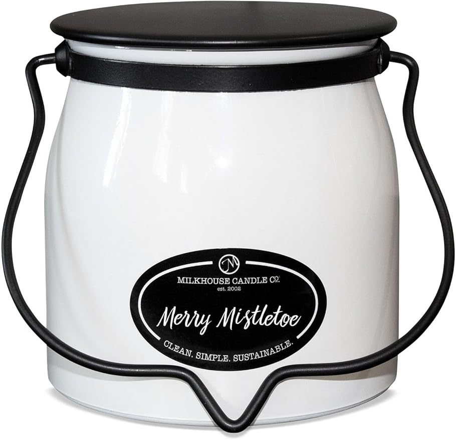 Milkhouse Candle Company - Merry Mistletoe - Creamery Collection - 16oz Double Cotton Wick Soy Candles with Beeswax - Long Burn Time, Made in The USA - Non Toxic, Premium Scented Candles