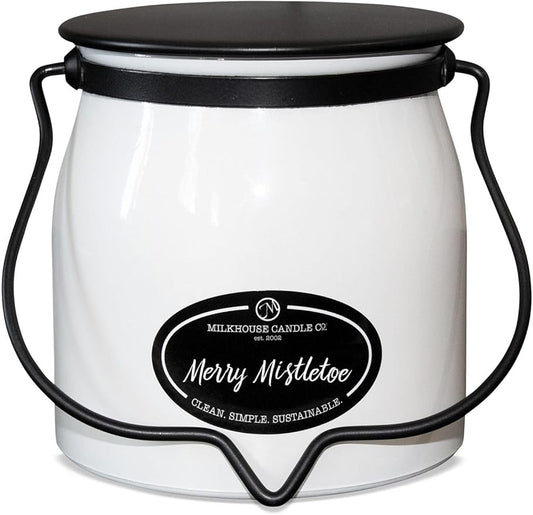 Milkhouse Candle Company - Merry Mistletoe - Creamery Collection - 16oz Double Cotton Wick Soy Candles with Beeswax - Long Burn Time, Made in The USA - Non Toxic, Premium Scented Candles