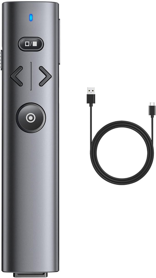 Presentation Clicker with Red Pointer, Rechargeable Wireless Presenter for PowerPoint Presentation Pointer PPT Clicker, 2.4GHz Presenter Remote Slide Advancer for Computer MacBook