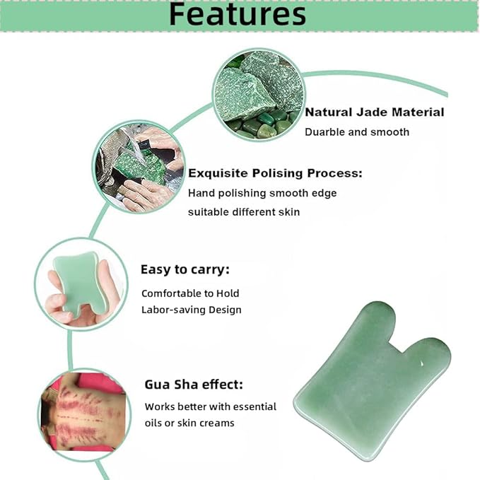 Gua Sha Facials Tools for Nose Massage Tools Board Natural Jade Stone for SPA Acupuncture Therapy Trigger Point Treatment
