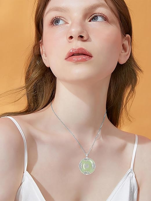 Jade Lotus Necklace for Women 14k Gold Plated Sterling Silver Good Fortune Jade Jewelry Birthday Christmas Gifts for Women Mom Wife