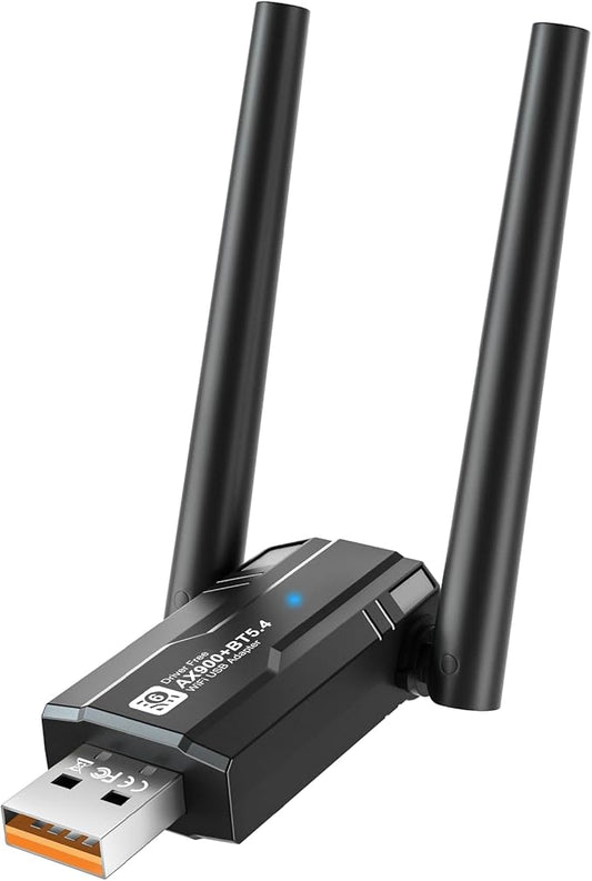 USB WiFi 6 Adapter with Bluetooth 5.4 Dual Band 2.4/5GHz, AX900Mbps USB Wireless Network Adapter with 5dBi Antenna for Desktop/Laptop, 802.11ax, WPA3, Compatible with Windows 11/10/8.1/8/7