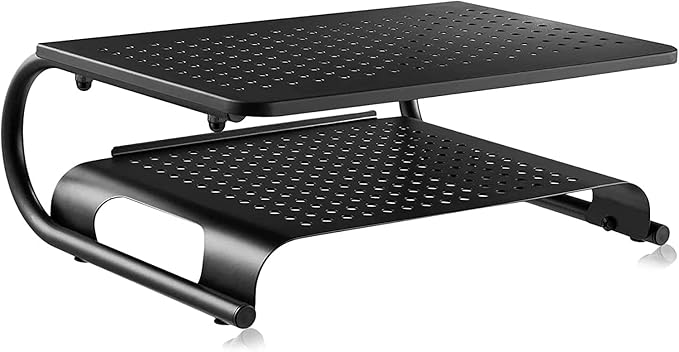suptek Double-Deck Desk Monitor Stand Riser for Computer,Laptop,Printer, Notebook and All Flat Screen Display with Vented Metal Platform and 4 Inches Height Underneath Storage (MST002)