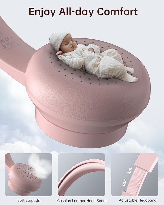 USB Headset with Microphone for PC, Wired Headphones with Mic USB Headset with Noise Cancelling Microphone, Computer Headsets with Microphone for Home Office Online Class Teams Skype (Pink)