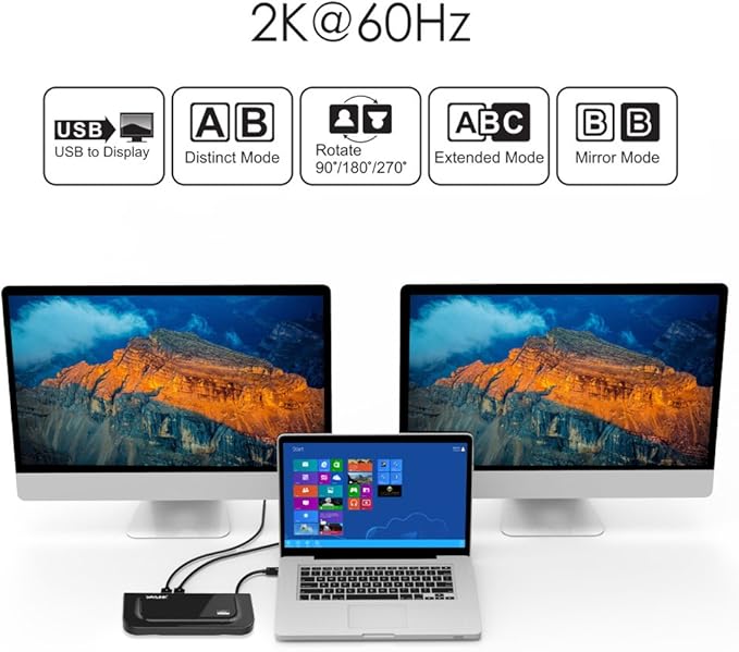 WAVLINK USB 3.0 and USB C Universal Docking Station Dual Video Monitor Display DVI HDMI VGA Gigabit Ethernet, Audio, 6 USB Ports for Laptop, Ultrabook and PCs