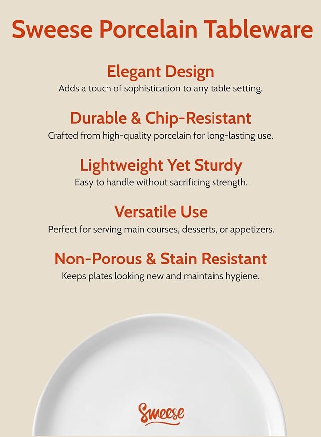 Sweese Porcelain Dessert Plates 7.4 Inch - Set of 6, Salad Appetizer Plates, Microwave Dishwasher Safe, Scratch Resistant, Blue