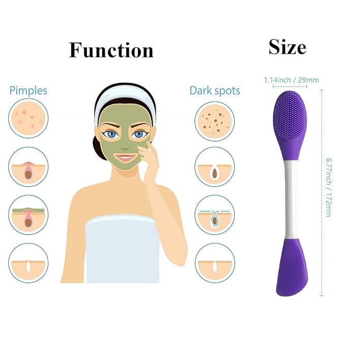 Silicone Brushes,Double-Ended Silicone Face Mask Brush,Facial Cleansing Brush, Premium Soft Facial Masks Other Skin Care Applicator Tool for Cream, Body Lotion,Moisturizer (Purple)