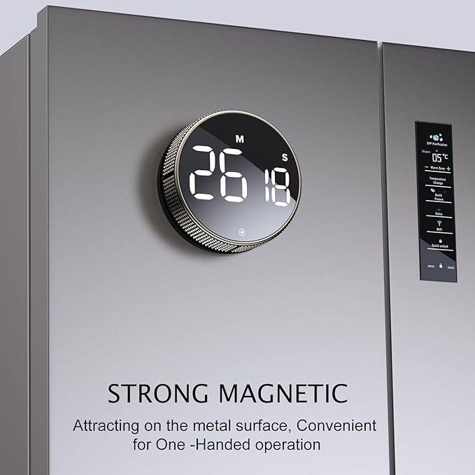 BlueSnail Kitchen Timer with LED Digital Display Smart Efficana for Home Classroom Gym Office, Volume and Brightness Adjustable Productivity Timer (Guncolor)