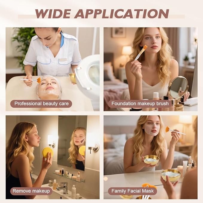 30Pcs Esthetician Supplies for Facials Set, 6 Gold Facial Bowls 6 Facial Brushes 6-Flat Brushes 12 Facials Sponge Compressed Round, Face Masks Cosmetic Applicators for Women(COLOR:gold)