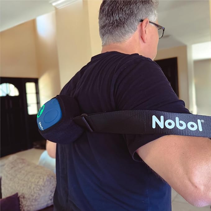 Muscle Recovery Kit | MyoSphere Vibration Massage Ball & MyoBelt Accessory | Target deep Muscle Layers, Easing Tension in The Back, Neck, Shoulders, arms, HIPS, Glutes, and Legs. (Nobol Blue)