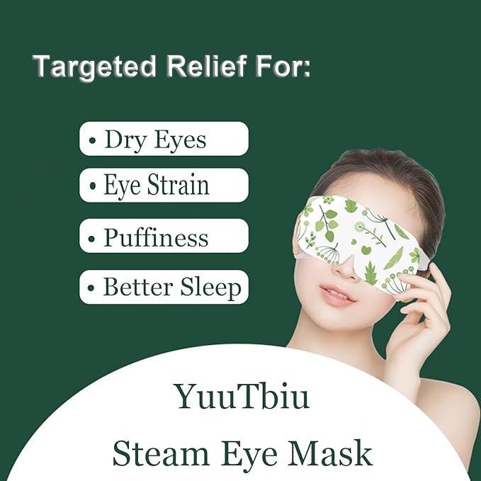 Disposable Steam Eye Mask 9 Pack - Heated Eye Compress for Dry Eyes, Eye Strain & Puffiness Relief, Sleeping Mask for Travel, Airplane, Spa, Night Use, Relaxing Gift