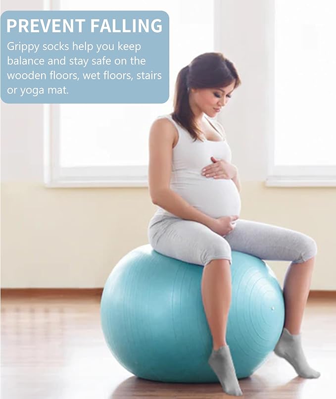 DIBAOLONG Pilates Socks with Grips for Women, Grip Socks Non Slip Yoga Socks for Barre Hospital Grippy Socks 4 Pairs