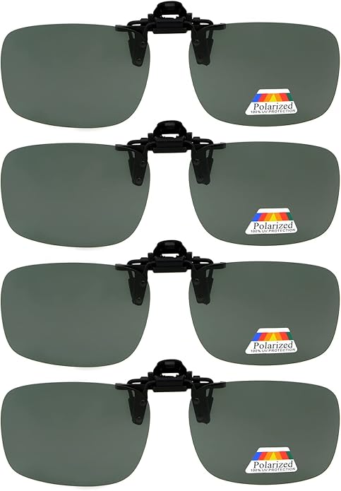Eyekepper 4 Pack Flip-up Clip-On Sunglasses 59x39 MM Metal Wear Over Glasses