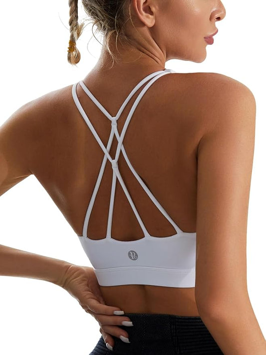 RUNNING GIRL Sports Bras for Women,Padded Sports Bra Tank Top Sexy Crisscross Back High Impact Longline Workout Yoga Bra