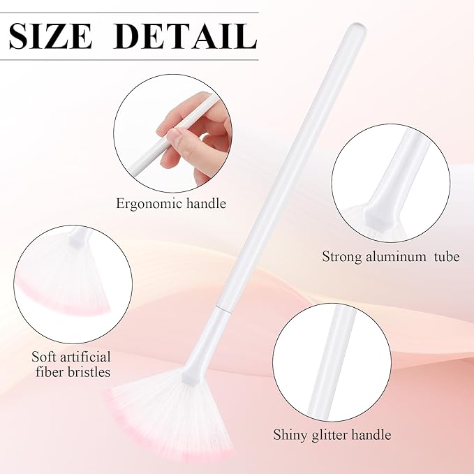 9 Pieces Facial Fan Mask Brushes, Soft Facial Applicator Brushes Tools for Peel Glycolic Makeup for Mud Cream(White Pink)
