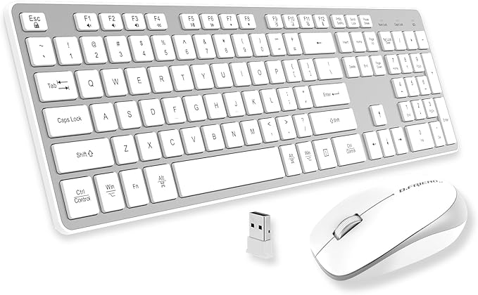 BFRIENDit Wireless Keyboard and Mouse Combo, Ultra - Quiet Chocolate Keys 2.4GHz Connection Slim Wireless Computer Keyboard for Mac, Windows 11/10/8/7/Vista, Microsoft & PC, Smart TV - Silver