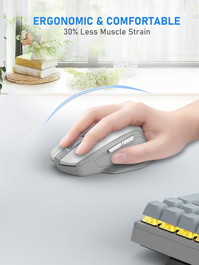 E-YOOSO Wireless Mouse for Laptop, 2.4GHz Computer Mouse 5 Adjustable DPI Office Cordless Mice with USBA Receiver, 6 Buttons, 4000 DPI, Medium to Large Sized Hands Compatible with PC, Laptop, Desktop