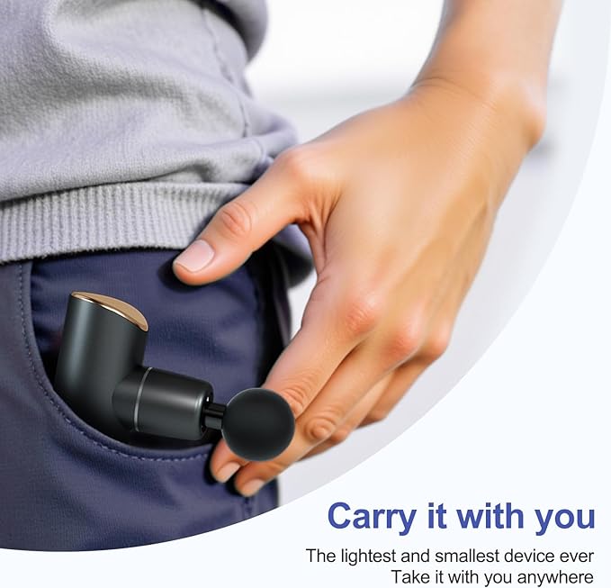 Massage Gun,Portable Handheld Deep Tissue Muscle Massager,Full-Metal Travel Massage Gun with 4 Speeds & 8 Massage Heads,for Office,Father, Mother(Black)