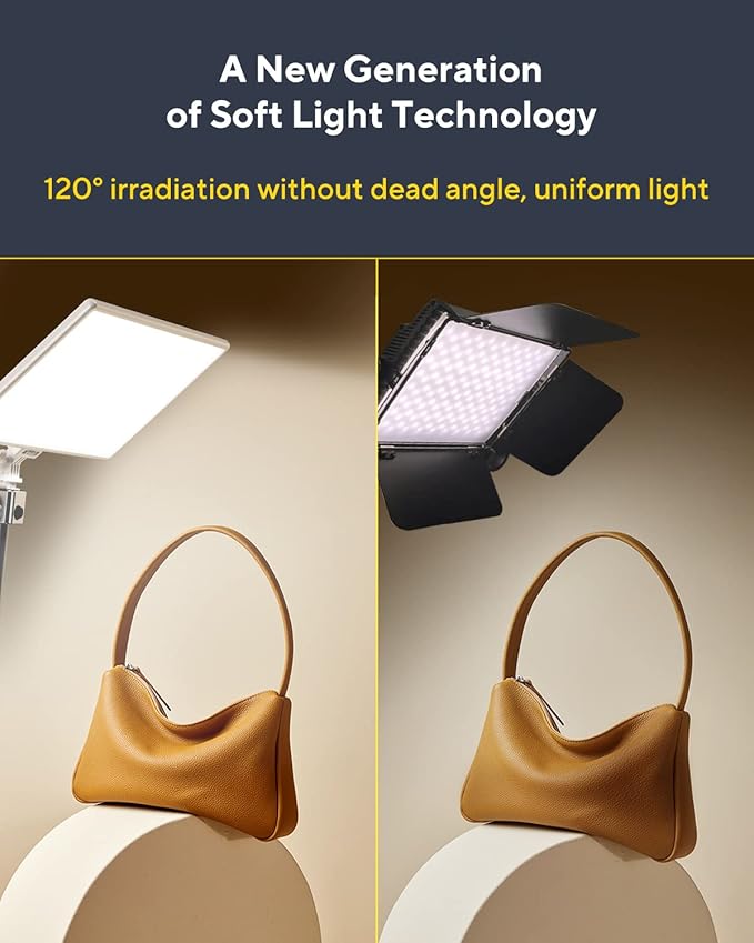 RALENO Led Video Light, Built-in 4000mAh*2 Battery 3200-5600K CRI95+ 0-100% Brightness Adjustment on Camera Light, for Vlog Lighting Video Conference YouTube Studio Photography