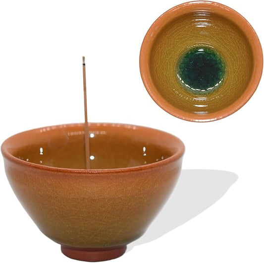 Ceramic Incense Burner Holder for Sticks, Handmade Incense Cone Holder for Coil, Sage Cones, Ash Catcher, Smudge Bowl for Yoga Meditation Room Décor