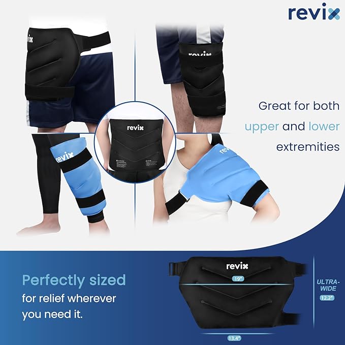 REVIX Extra Large Reusable Ice Packs for Hip Replacement, Gel Cold Packs for Flexor Discomfort Relief, Surgery Recovery Supplies, Set of 2