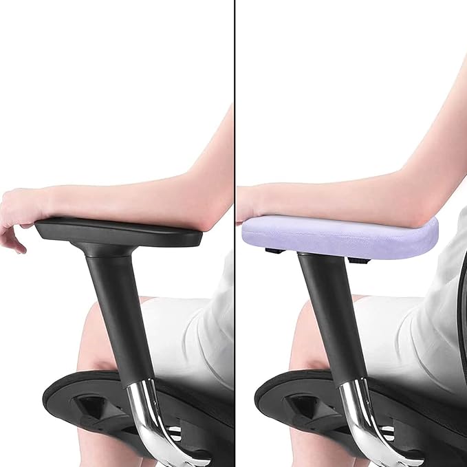 MOSISO Chair Armrest Pads (2 Pack), Memory Foam Home/Office Chair Arm Rest Covers Comfy Computer Gaming Elbow Cushion Removable Washable Elbow Support Forearm Pressure Relief, Purple