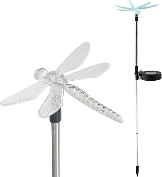 Waterproof Outdoor Solar Garden Stake Light with Vivid Color Charging Figurine –Dragonfly LED Garden Landscape Lawn Lamp for Flower Beds Backyards Decoration, 1Pack