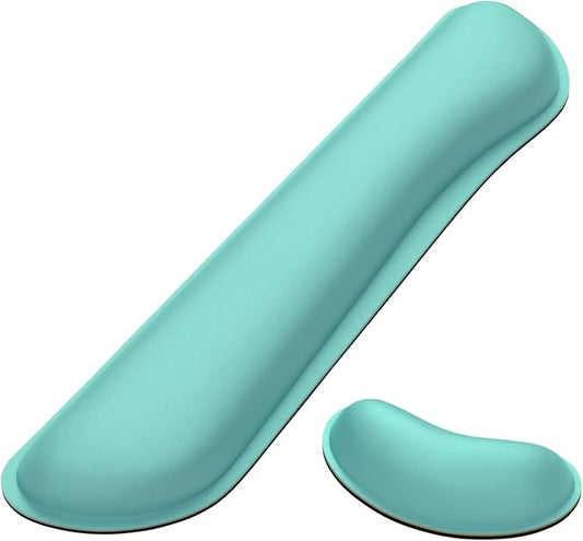 Dapesuom Enlarge Keyboard Wrist Rest, Memory Foam Wrist Cushion for Desk Mats Support, Cute Typing Pain Relief Keyboard Mouse Pad Rests Set with Non-Slip Base for Gaming Laptop Office Computer, Green
