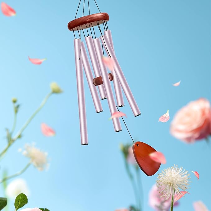 28" Wind Chimes for Outside. Deep Tone Lovely Wind Chimes with 6 Aluminum Tubes Courtyard Decoration. Windchimes Outdoor Create an Enjoyable Atmosphere & Give Mom a Gift（Purple）