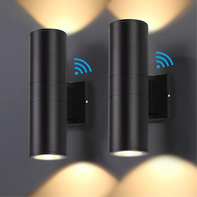 Dusk to Dawn Outdoor Lighting Sensor Wall Lights 2Pack, 12W 2700K Integrated LED Cylinder Up Down Lights Outdoor, IP65 Waterproof Aluminum Wall Sconce Exterior Wall Light for Porch Patio etc.
