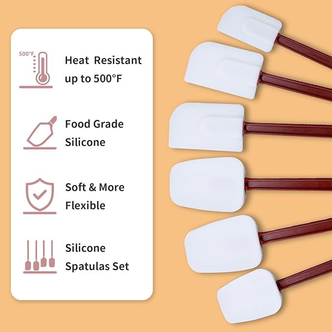 14 INCH Silicone Spatulas Heat Resistant Heavy Duty Rubber Spatulas Commercial Spatulas Set for Kitchen Use Silicone Cooking Utensils Sets of 2